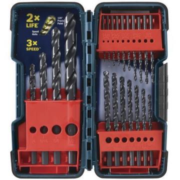 BOSCH 21-PC BLACK OXIDE TWIST DRILL BIT SET WITH CASE NEW